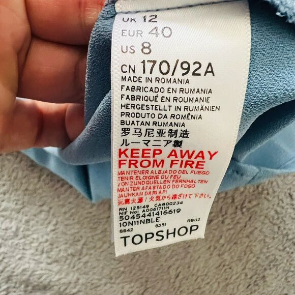 TopShop Nordstrom Size 8 US Mini Draped Knot Dress Light Dusty Blue Back Cutout - Picture 11 of 15